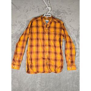 Columbia Shirt Mens Large Button Down Plaid Orange‎ Casual Fall Long Sleeve